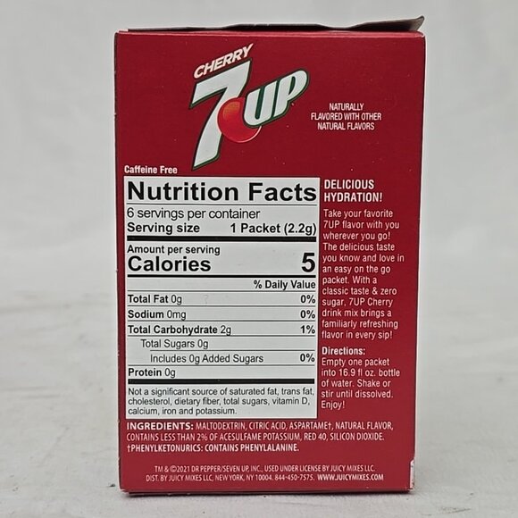 6 PACK 7UP Singles To Go Cherry Flavor Drink Mix 6 Packets Each 36 Count 0.47oz - Picture 6 of 8
